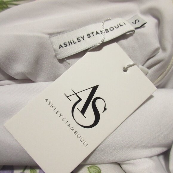 NWT Ashley Stambouli Garden Gown in White Floral Neoprene Halter Dress S - Picture 7 of 11